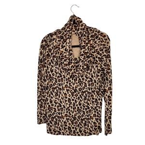NWT Nordstrom Gibson Women's Black and Brown Leopard Print Tunic Top Size XS